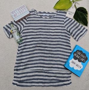 Mango casual - high low Blue/white striped shirt